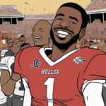Jordon Hudson Lights Up UNC Sidelines in Bill Belichick’s Absence — AI-generated editorial illustration