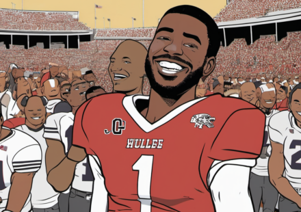 Jordon Hudson Lights Up UNC Sidelines in Bill Belichick’s Absence — AI-generated editorial illustration