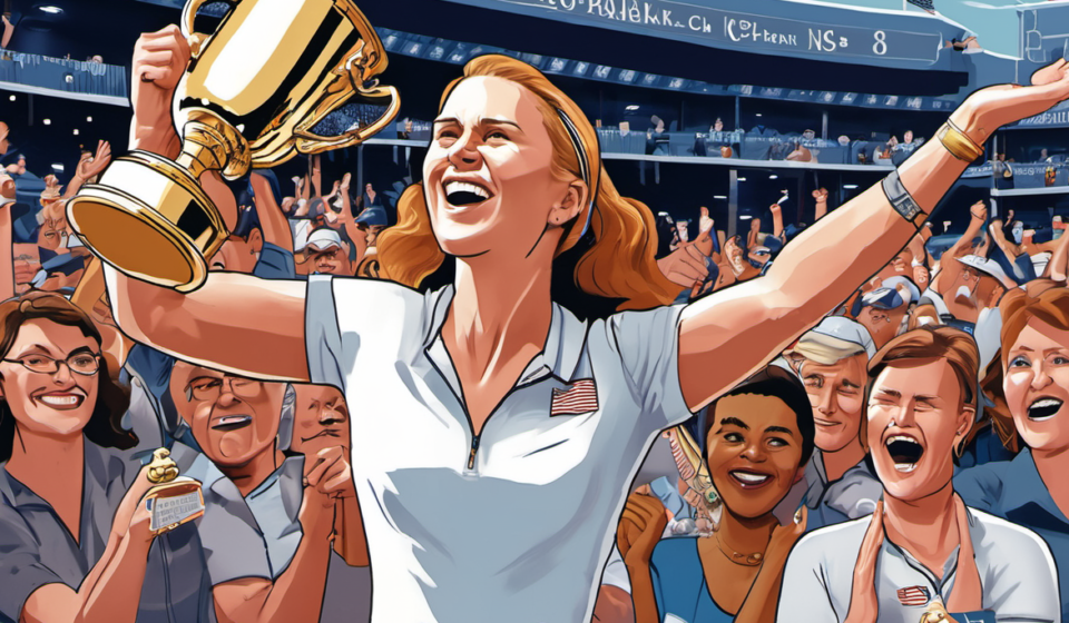 Elena Rybakina Upsets Sabalenka to Claim U.S. Open Title — AI-generated editorial illustration