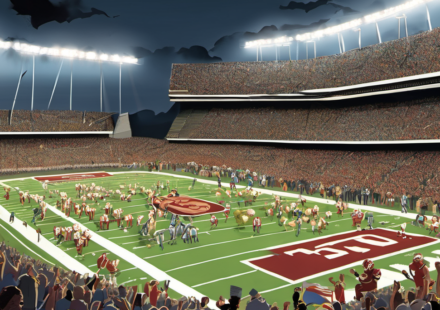 Oklahoma State Fans Tear Down Goal Post After Upset Win Over Oregon — AI-generated editorial illustration