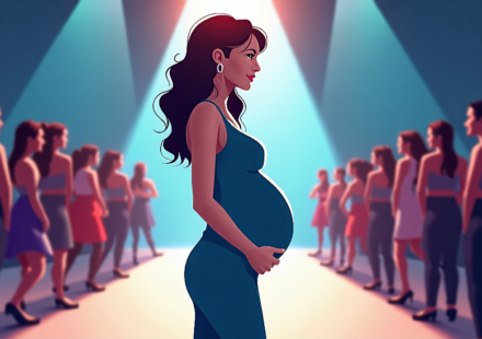 Lexy Panterra Announces First Pregnancy, Flaunts Bump at NY Fashion Week — AI-generated editorial illustration