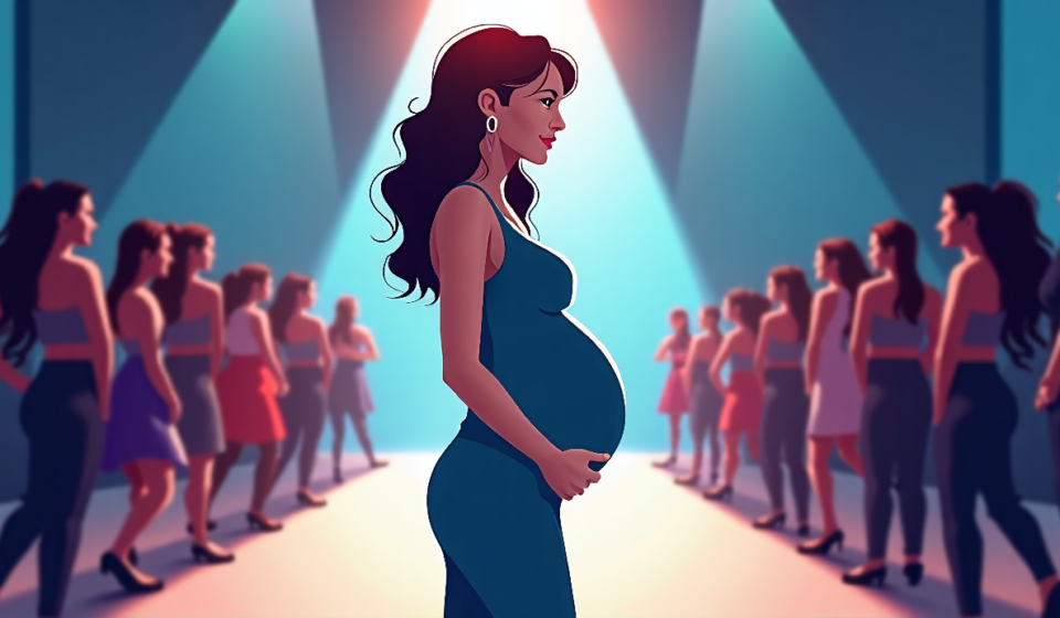 Lexy Panterra Announces First Pregnancy, Flaunts Bump at NY Fashion Week — AI-generated editorial illustration