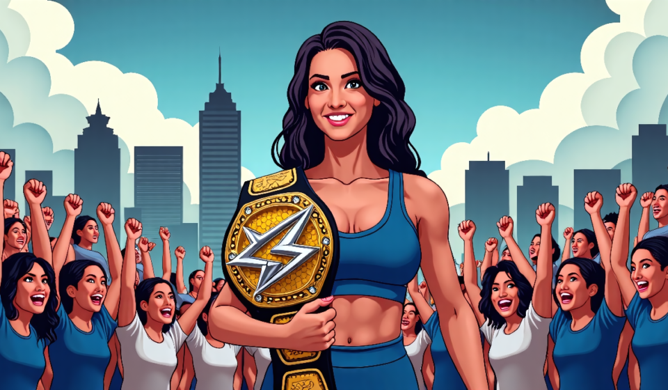 Stephanie Vaquer Captures WWE Women’s World Title in Chile — AI-generated editorial illustration