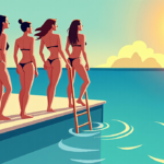 Celebs in Bikinis Climb Pool Ladders for a Splashy Social Media Moment — AI-generated editorial illustration