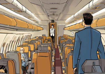 Mid‑Flight Incident: Passenger Undresses on American Airlines Flight — AI-generated editorial illustration