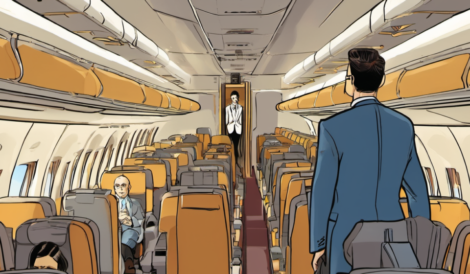 Mid‑Flight Incident: Passenger Undresses on American Airlines Flight — AI-generated editorial illustration
