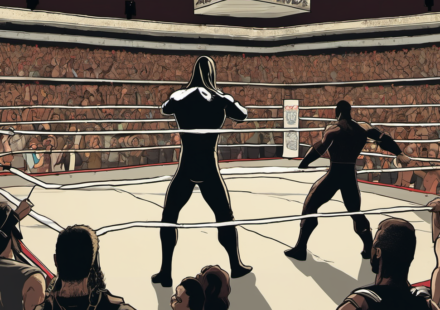 Sikoa, Rollins & Knight Shake Up WWE Chile with ‘Too Cool’ Dance — AI-generated editorial illustration