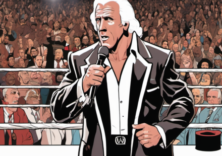 Ric Flair Denies Old Interview Rumors, Calls Them Disrespectful — AI-generated editorial illustration