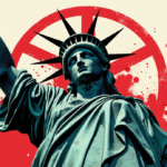 Red Paint Smears Charlie Kirk Statue, Jesus Tribute Defaced — AI-generated editorial illustration