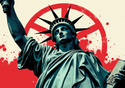 Red Paint Smears Charlie Kirk Statue, Jesus Tribute Defaced — AI-generated editorial illustration