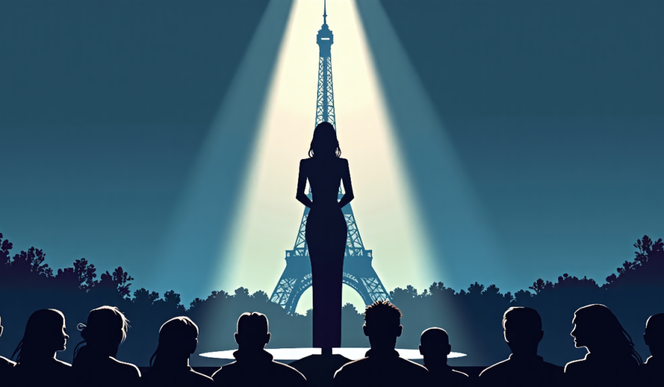 Celine Dion Lights Up Paris After Six-Year Hiatus — AI-generated editorial illustration