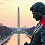 Charlie Kirk Statue Vandalized Outside Turning Point USA HQ — AI-generated editorial illustration
