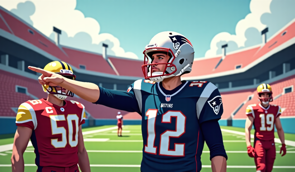 Tom Brady Criticizes Commanders’ 2‑Point Playcall in Eagles Loss — AI-generated editorial illustration