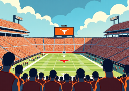 Texas Climbs to No. 1 After Ohio State Win, Oregon Falls to 21 — AI-generated editorial illustration