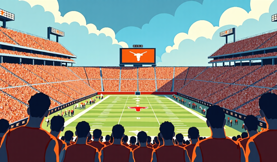 Texas Climbs to No. 1 After Ohio State Win, Oregon Falls to 21 — AI-generated editorial illustration