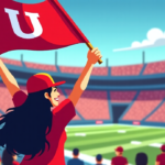 Jen Shah Returns to Utah Utes Game After Prison — AI-generated editorial illustration
