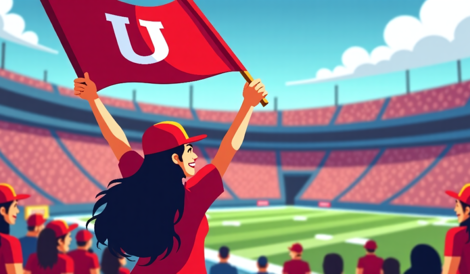 Jen Shah Returns to Utah Utes Game After Prison — AI-generated editorial illustration