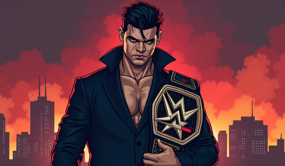 Dominik Mysterio Reveals He’d Be an ‘Absolutely Despicable’ WWE Champion — AI-generated editorial illustration