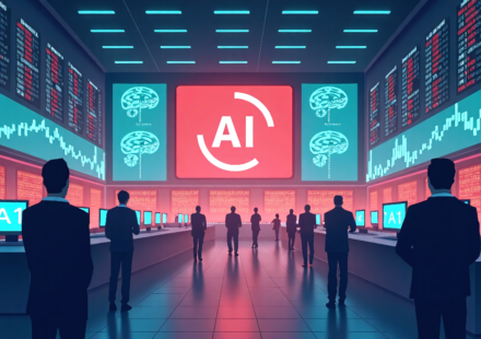 Tech Stocks Slide as AI Leaders Urge Industry Slowdown — AI-generated editorial illustration