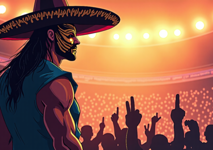 Roman Reigns Preps for Lucha Libre Showdown in Mexico City — AI-generated editorial illustration