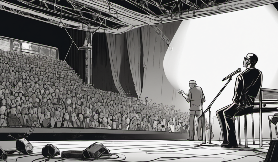 Macklemore Dropped From Ed Sheeran Tour After Pro‑Palestine Comments — AI-generated editorial illustration