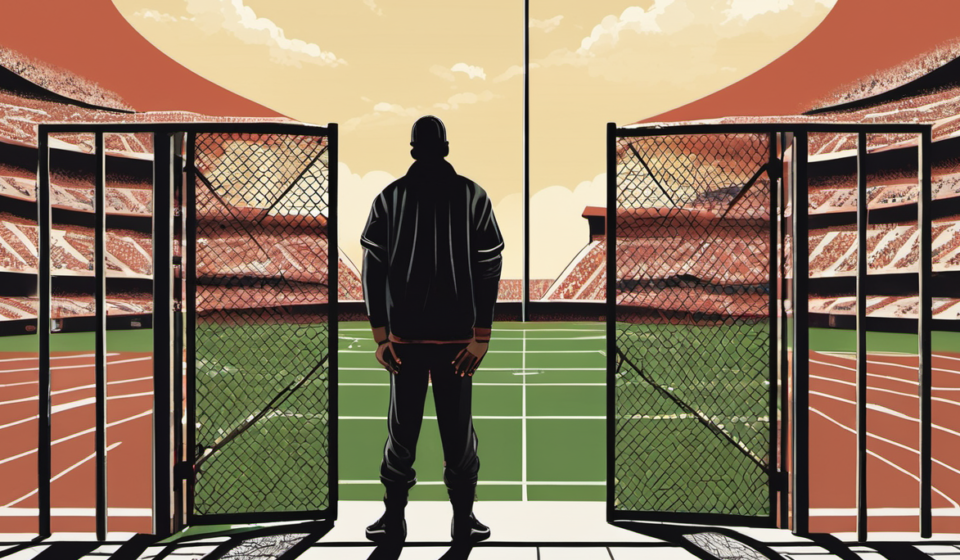 Macklemore Claims NFL Owners Blocked Him From Ed Sheeran Tour — AI-generated editorial illustration