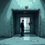 Alligator Alcatraz: Florida Detention Center’s Cramped Metal Enclosures Exposed — AI-generated editorial illustration
