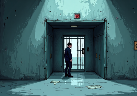 Alligator Alcatraz: Florida Detention Center’s Cramped Metal Enclosures Exposed — AI-generated editorial illustration