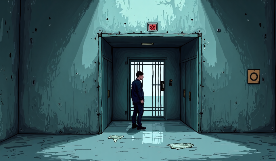 Alligator Alcatraz: Florida Detention Center’s Cramped Metal Enclosures Exposed — AI-generated editorial illustration
