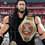 Roman Reigns Defends WWE Title in Mexico City, Wears Lucha Mask — AI-generated editorial illustration