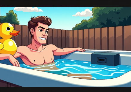 Georgia Man Wanted After Filming Rubber Duck in Stranger’s Hot Tub — AI-generated editorial illustration