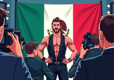 Sam Adonis Makes a Surprise Appearance at WWE Raw in Mexico City — AI-generated editorial illustration