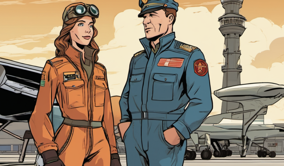 Father‑Daughter Pilots Cross Paths Over Air Traffic Control — AI-generated editorial illustration