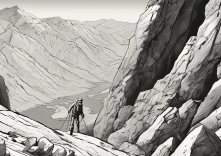 Climber Crawls Through Night After 500‑Foot Fall on Mount Shasta — AI-generated editorial illustration