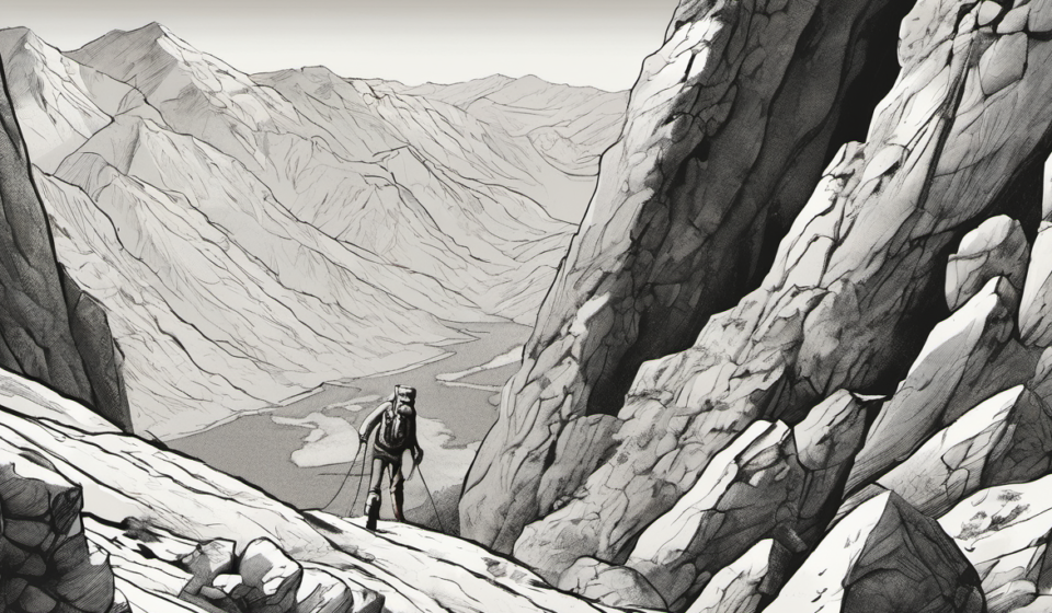 Climber Crawls Through Night After 500‑Foot Fall on Mount Shasta — AI-generated editorial illustration