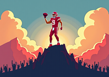 Patrick Mahomes: The Real Prince Who Climbs Mahomes Mountain — AI-generated editorial illustration