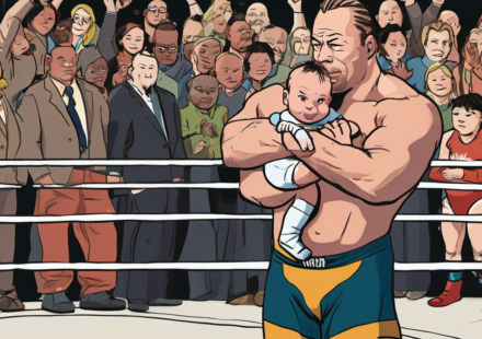 Rob Van Dam Reflects on Fatherhood and the Evolution of Modern Wrestling — AI-generated editorial illustration