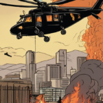 Helicopter Crash in Los Angeles Sends Black Smoke Over City — AI-generated editorial illustration