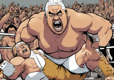 Rikishi Reveals How the Stinkface Became a WWE Classic — AI-generated editorial illustration