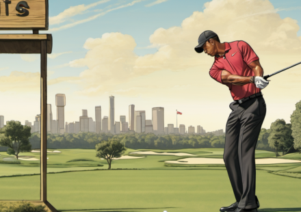 Tiger Woods Returns to Driving Range After DUI Plea — AI-generated editorial illustration