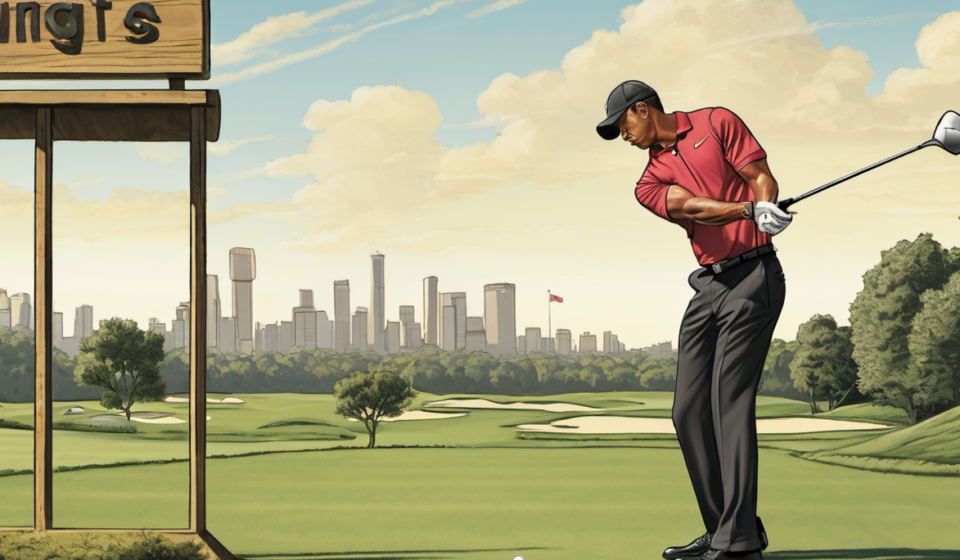 Tiger Woods Returns to Driving Range After DUI Plea — AI-generated editorial illustration