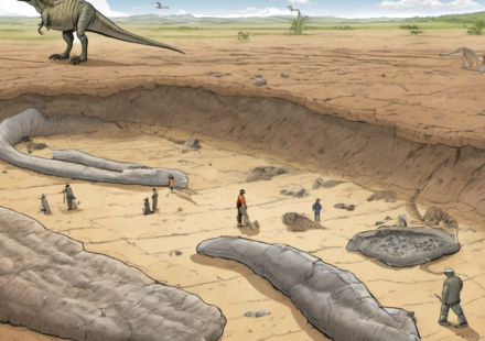 T‑Rex Footprints Unearthed: 66‑Million‑Year‑Old Trail Revealed — AI-generated editorial illustration