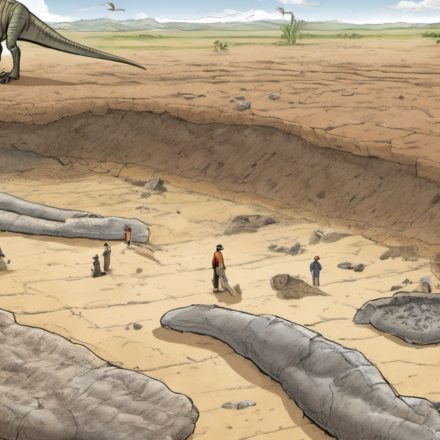 T‑Rex Footprints Unearthed: 66‑Million‑Year‑Old Trail Revealed — AI-generated editorial illustration