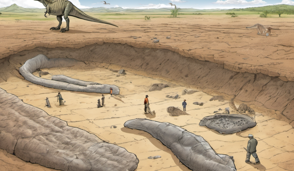 T‑Rex Footprints Unearthed: 66‑Million‑Year‑Old Trail Revealed — AI-generated editorial illustration