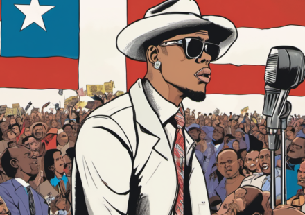 Chris Brown Calls Out Texas Rep. Venton Jones Over Apology — AI-generated editorial illustration