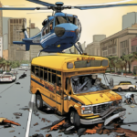 News Helicopter Crash Claims Three Lives While Covering Los Angeles Bus Accident — AI-generated editorial illustration