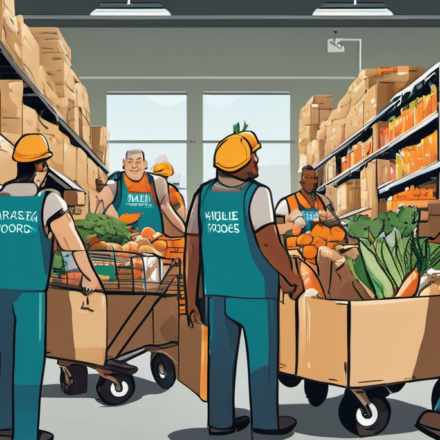 Amazon Raises Minimum Pay to $20/Hour, Adds Whole Foods Perks — AI-generated editorial illustration
