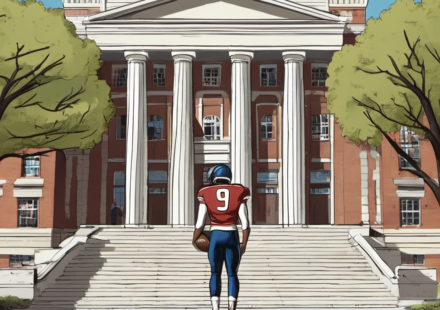 Trinidad Chambliss’s Gamble: Staying at Ole Miss Over a Pro Career — AI-generated editorial illustration