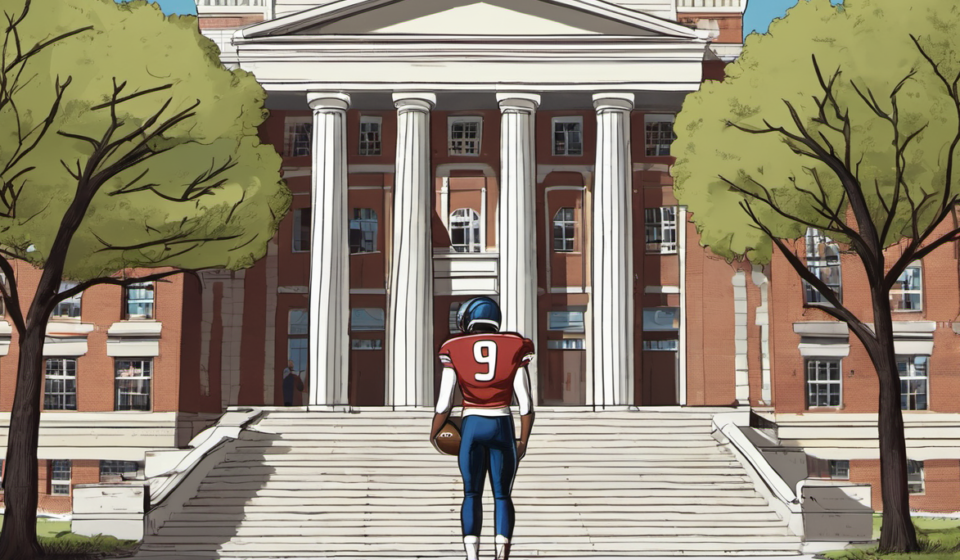 Trinidad Chambliss’s Gamble: Staying at Ole Miss Over a Pro Career — AI-generated editorial illustration