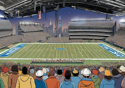Steel Across America’s 9/11 Memorial Reaches Final Stop at Giants Game — AI-generated editorial illustration